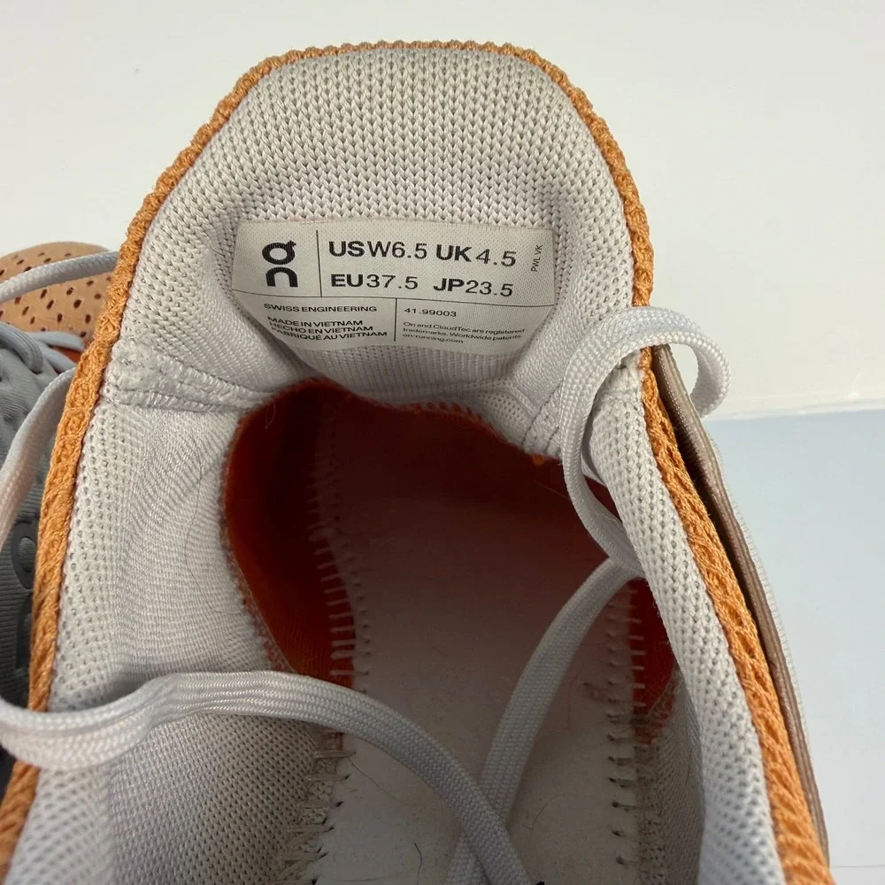 On Cloudswift Running Shoes Womens 6.5 Orange Grey Helion CloudTec Sneakers